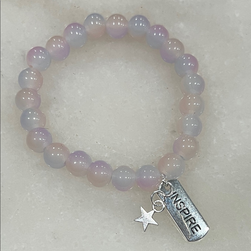 Pastel Beaded Bracelet with Silver Charm